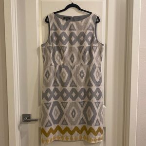 Lafayette 148 New York Gray Yellow Geometric Dress